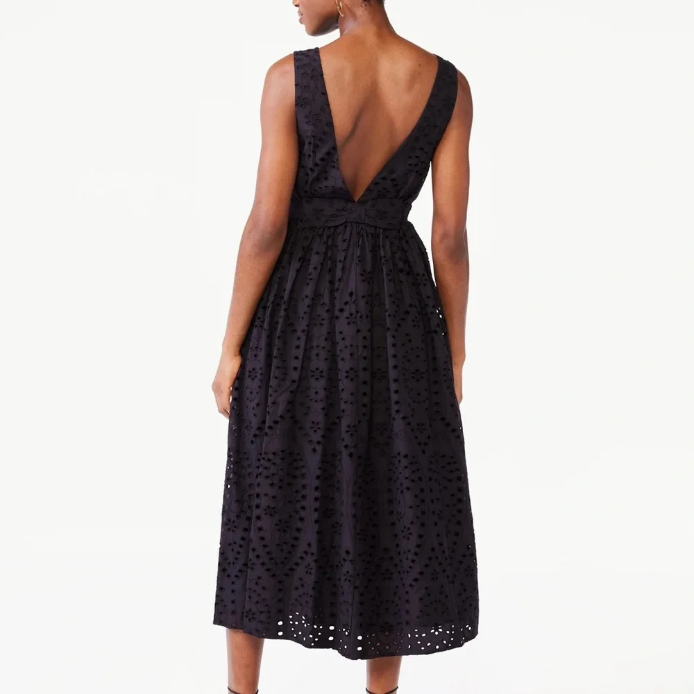 Scoop Chic Black Eyelet Midi Dress - Picture 2 of 3